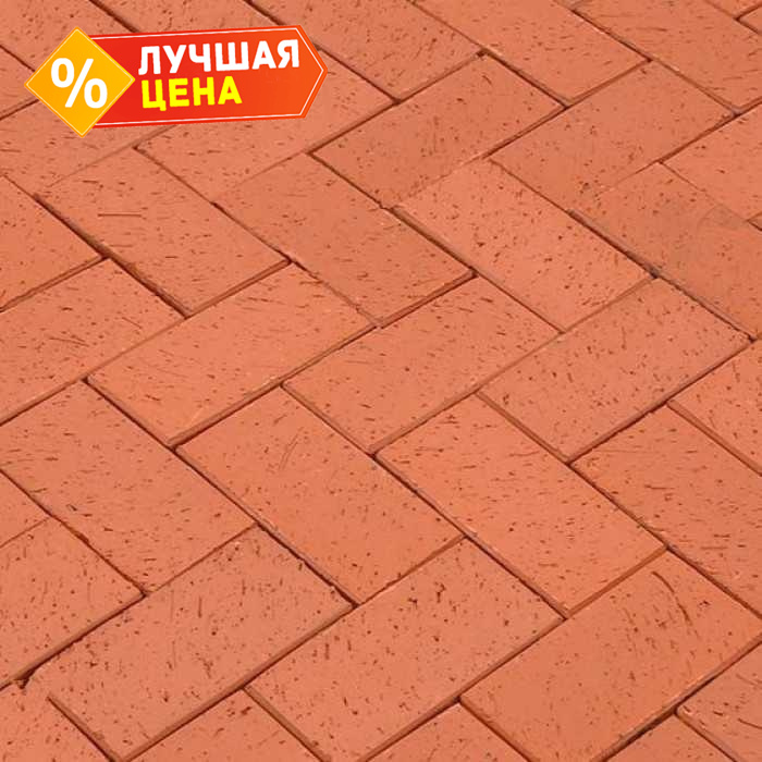 Клинкерная брусчатка Lode Kalahari темно-красная шероxоватая, 200x100x52 мм
